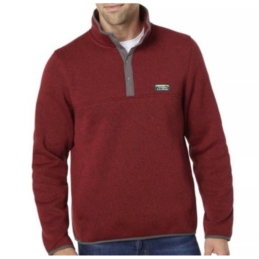 L.L. Bean Slightly Fitted Sweater Fleece 1/4 Snap Button Pullover Size XXL Tall